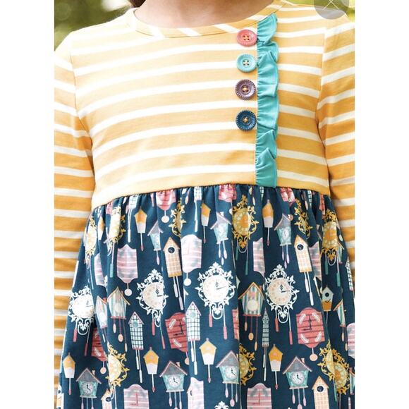Matilda Jane Wonderment Time for Fun Tunic Top Size 2 Yellow Stripe Clock Print - Picture 7 of 11